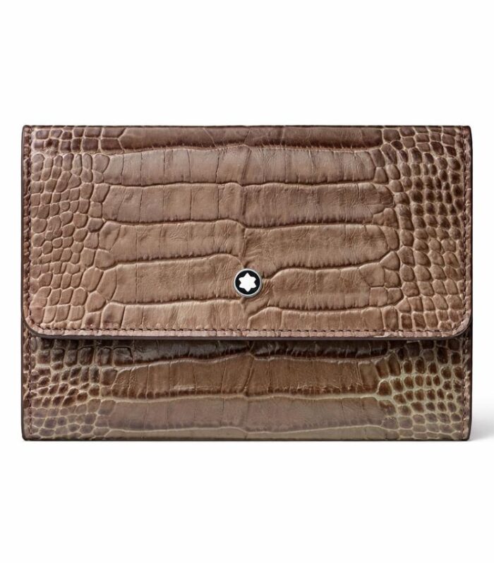 Montblanc MEISTERSTUCK SELECTION WALLET IN A MOCHA CROCODILE-EMBOSSED LEATHER
