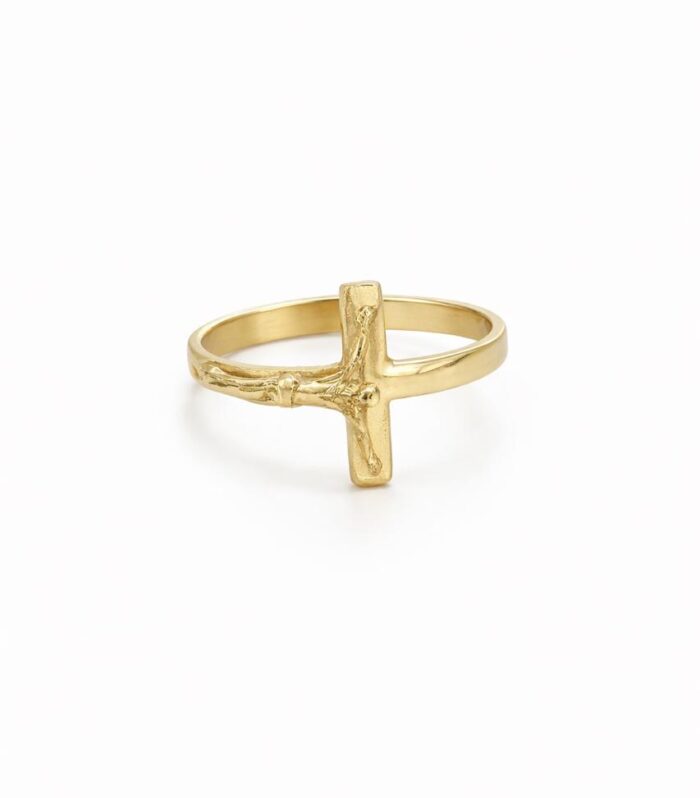 Gold cross ring