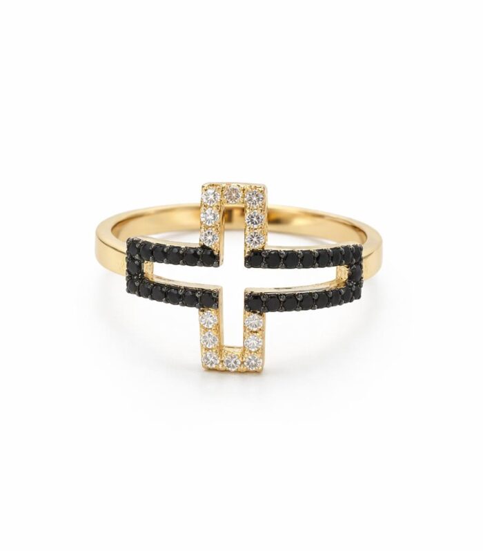 Gold cross ring