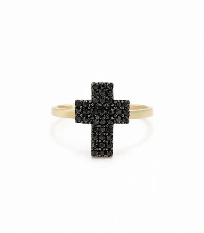 Gold cross ring
